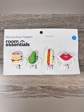 NEW Room Essentials Silicone Straw Toppers 4pk